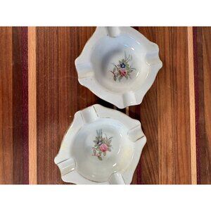 SET of 2 VTG Ardalt Porcelain Ashtrays Made in Occupied Japan (1945-1952) Floral